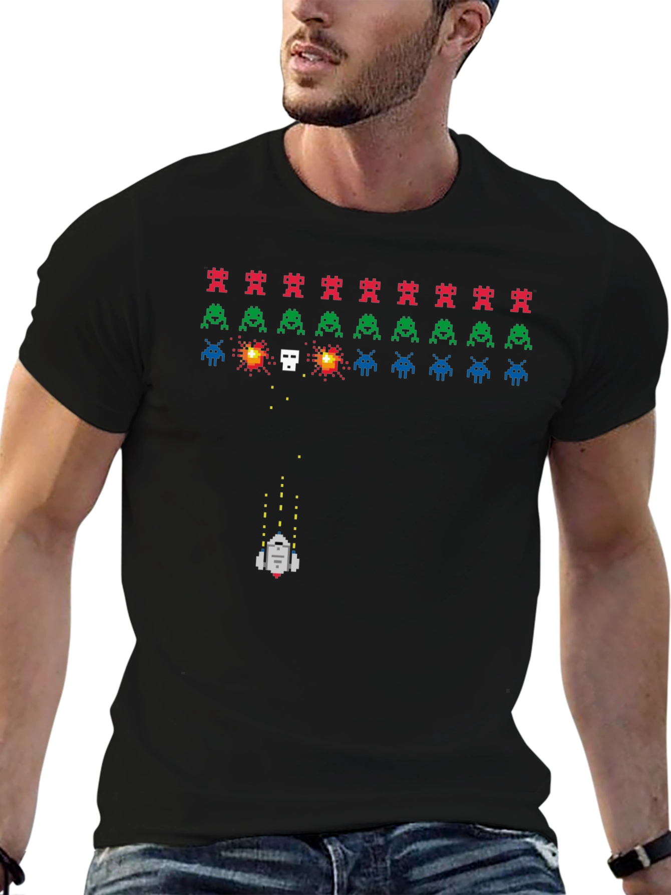 Retro Game T-Shirt: Pixelated Alien Invasion