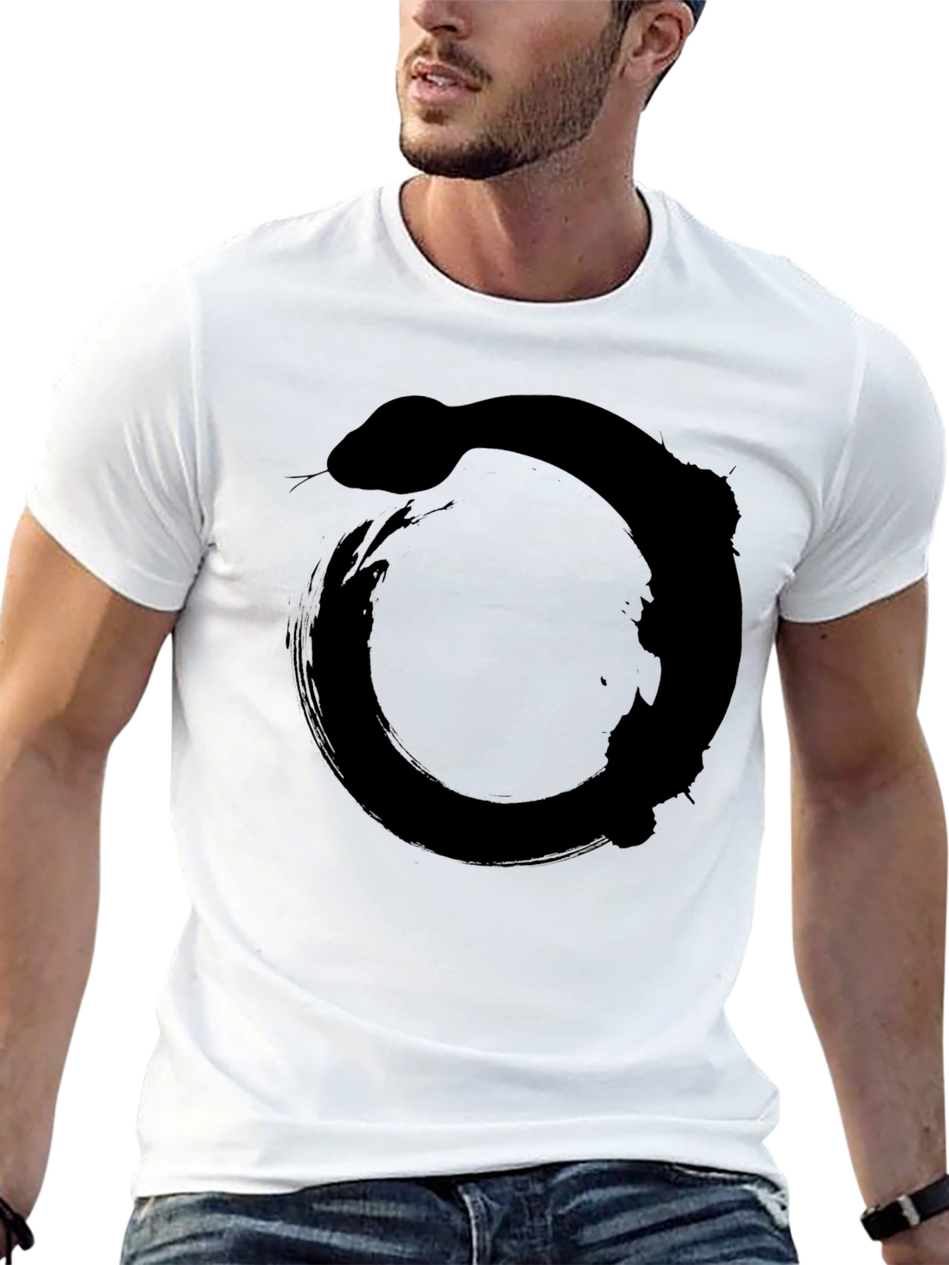 Ouroboros Snake Circle Graphic Tee - Black