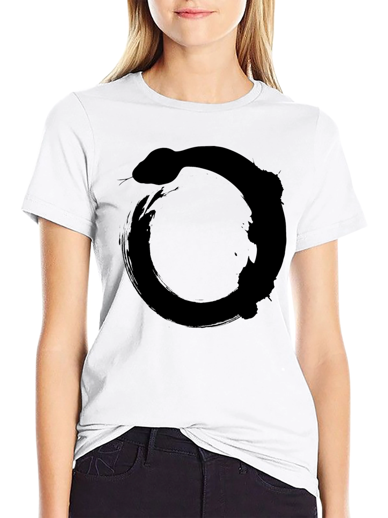 Ouroboros Snake Circle Graphic Tee - Black