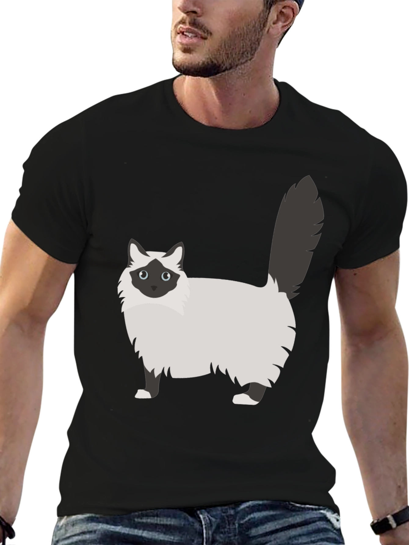 Cute Cat Graphic Tee - Unisex Black T-Shirt
