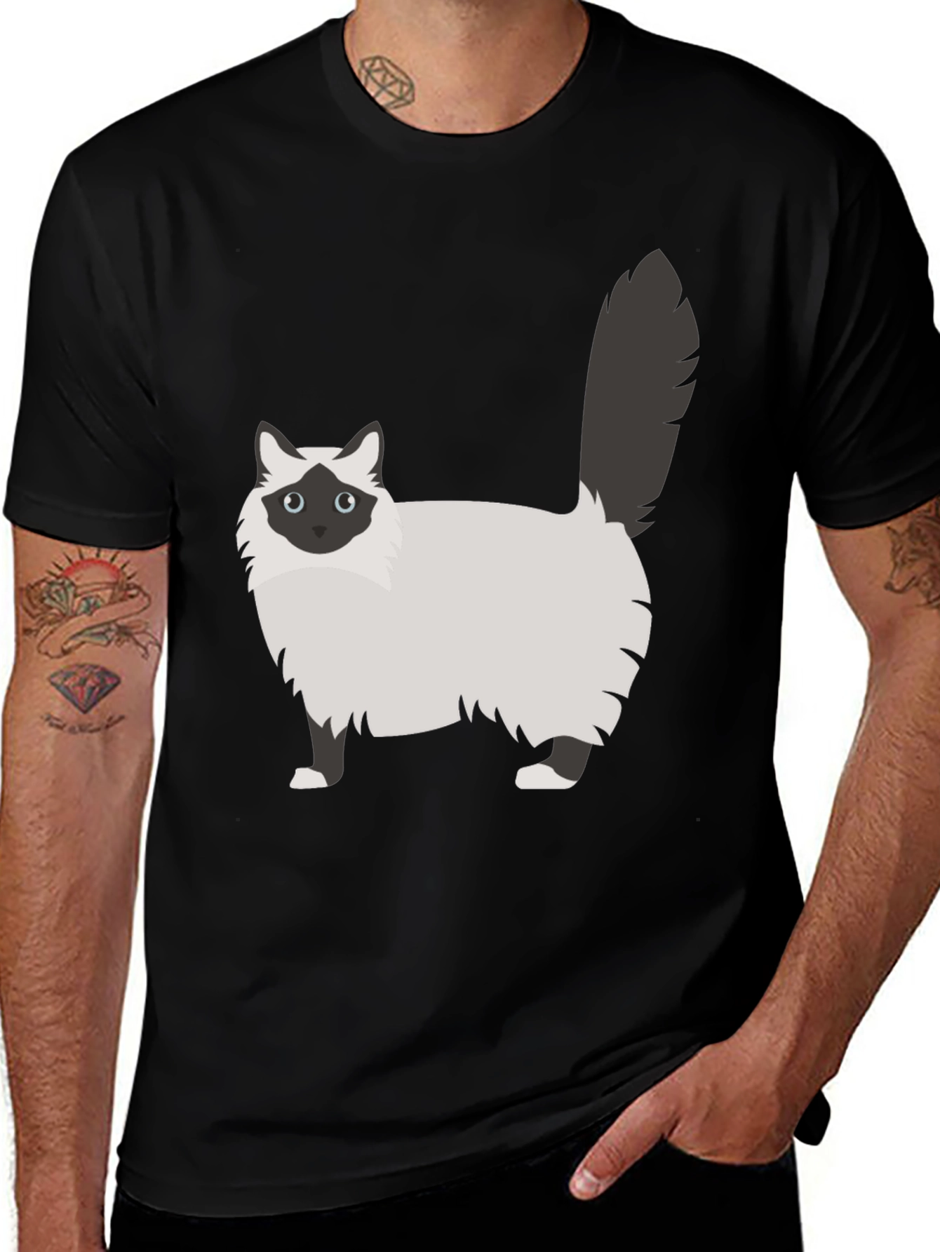 Cute Cat Graphic Tee - Unisex Black T-Shirt