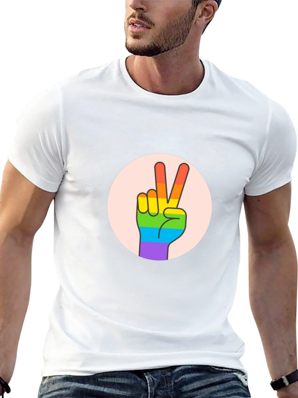 Peace Sign Pride T-Shirt - Black Cotton Blend
