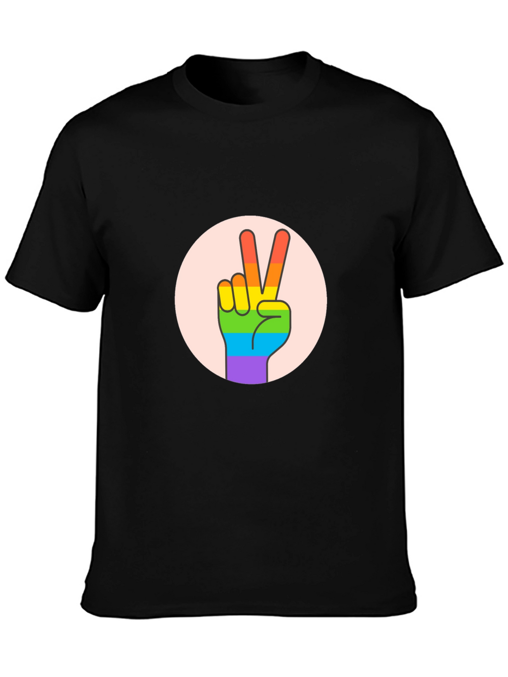 Peace Sign Pride T-Shirt - Black Cotton Blend