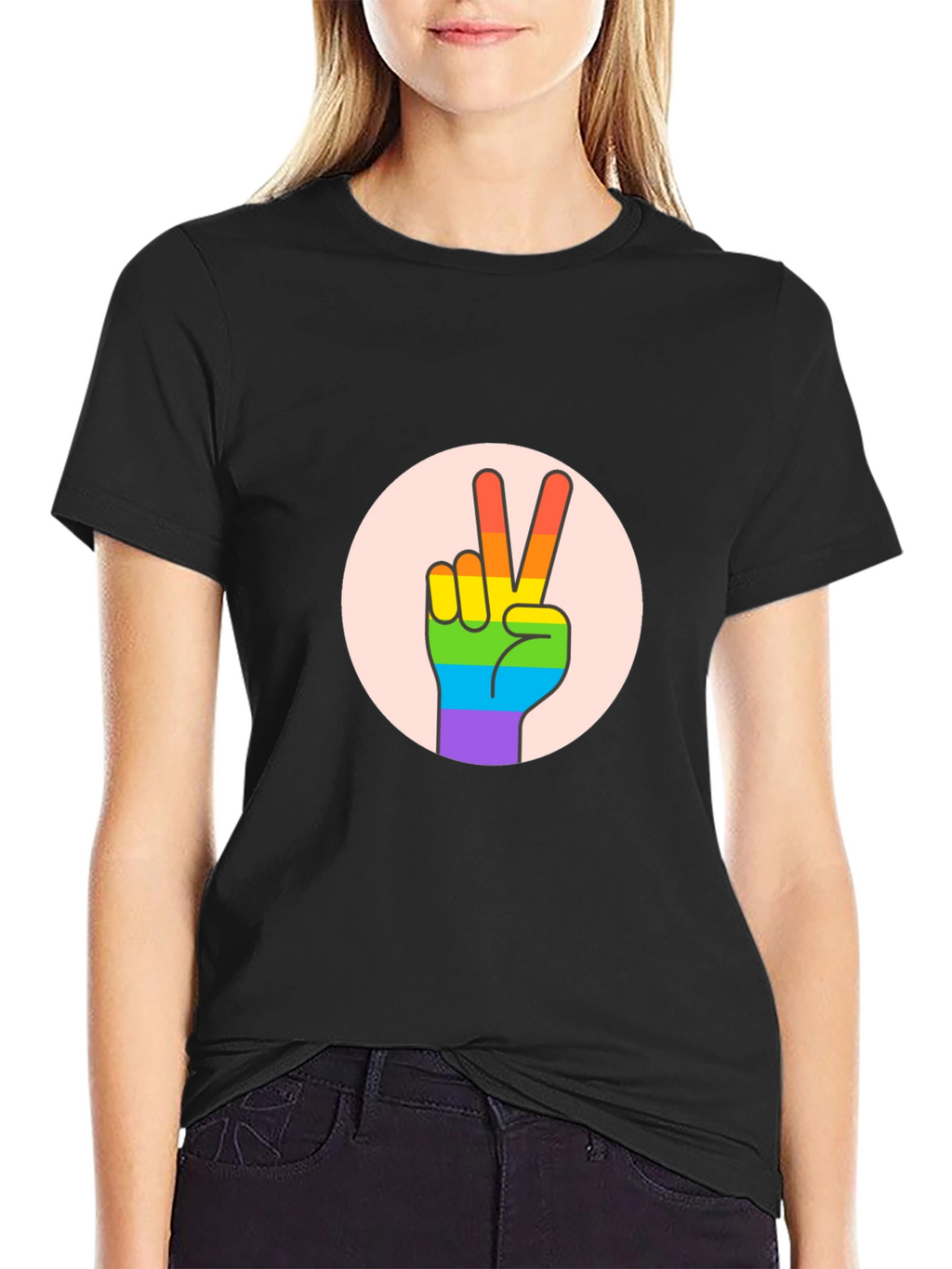 Peace Sign Pride T-Shirt - Black Cotton Blend