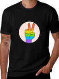 Peace Sign Pride T-Shirt - Black Cotton Blend