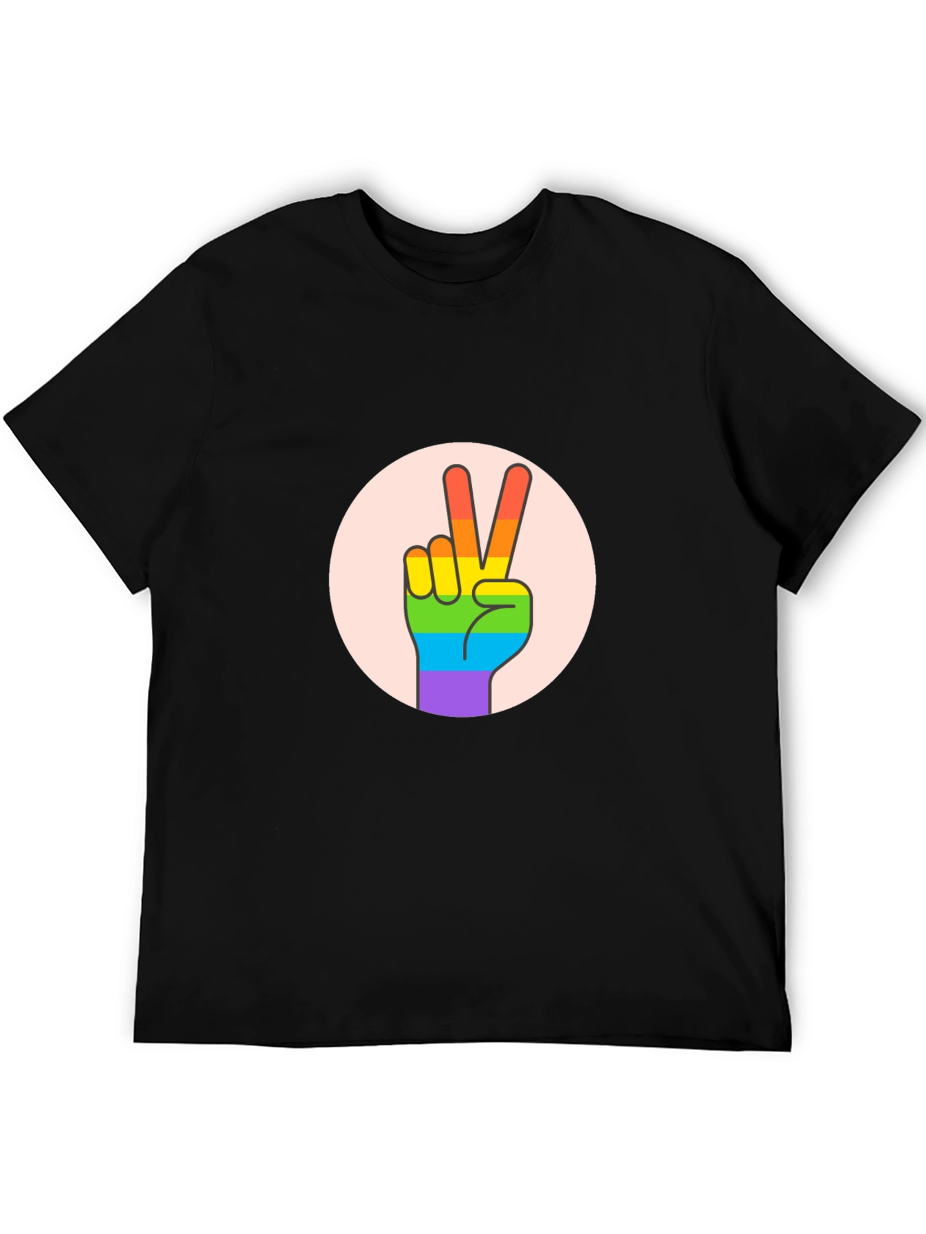 Peace Sign Pride T-Shirt - Black Cotton Blend