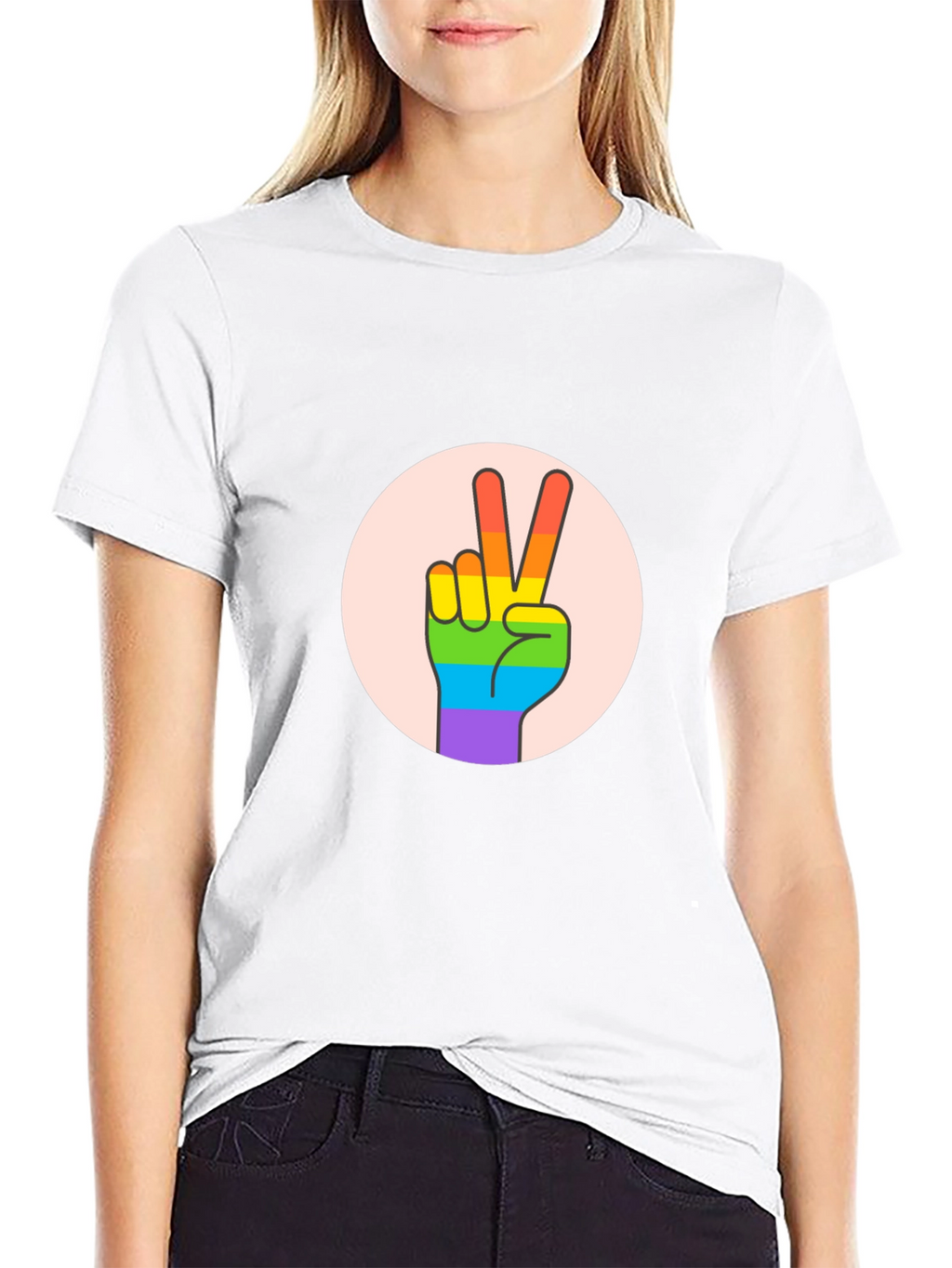 Peace Sign Pride T-Shirt - Black Cotton Blend