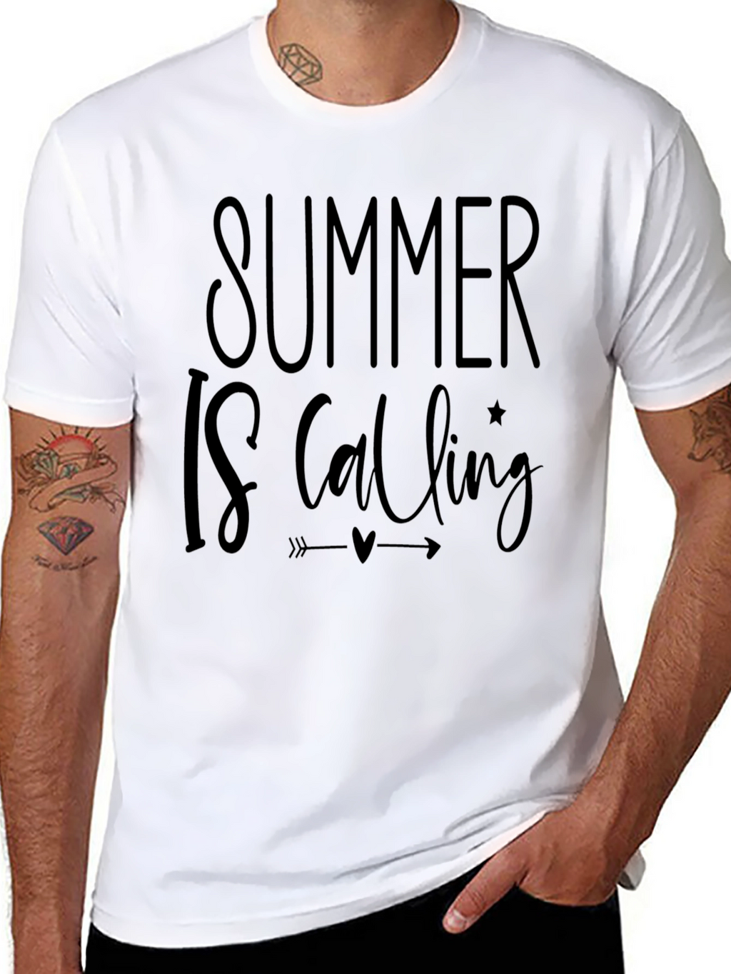 Summer Is Calling Black Graphic Tee