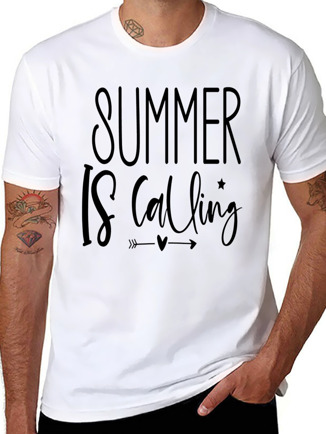 Summer Is Calling Black Graphic Tee