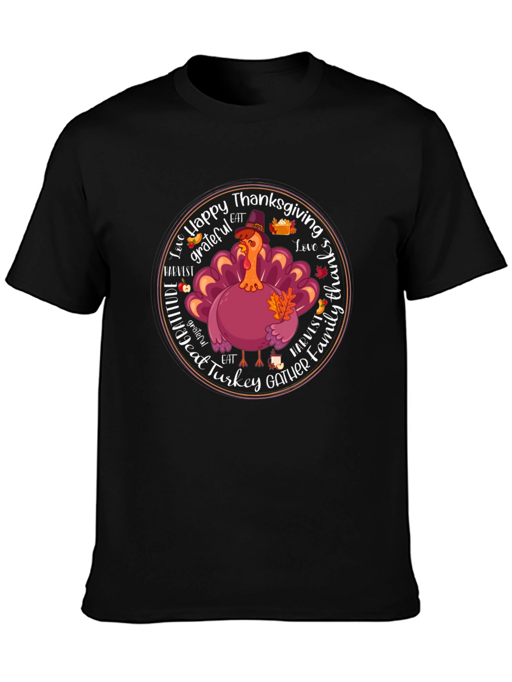 Happy Thanksgiving Turkey Graphic T-Shirt