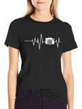 Photographer Heartbeat T-Shirt - Black