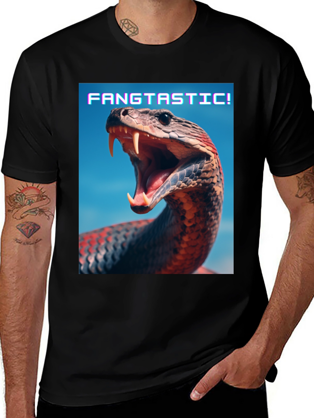 Fangtastic Snake Graphic Tee - Unique Animal Print Shirt