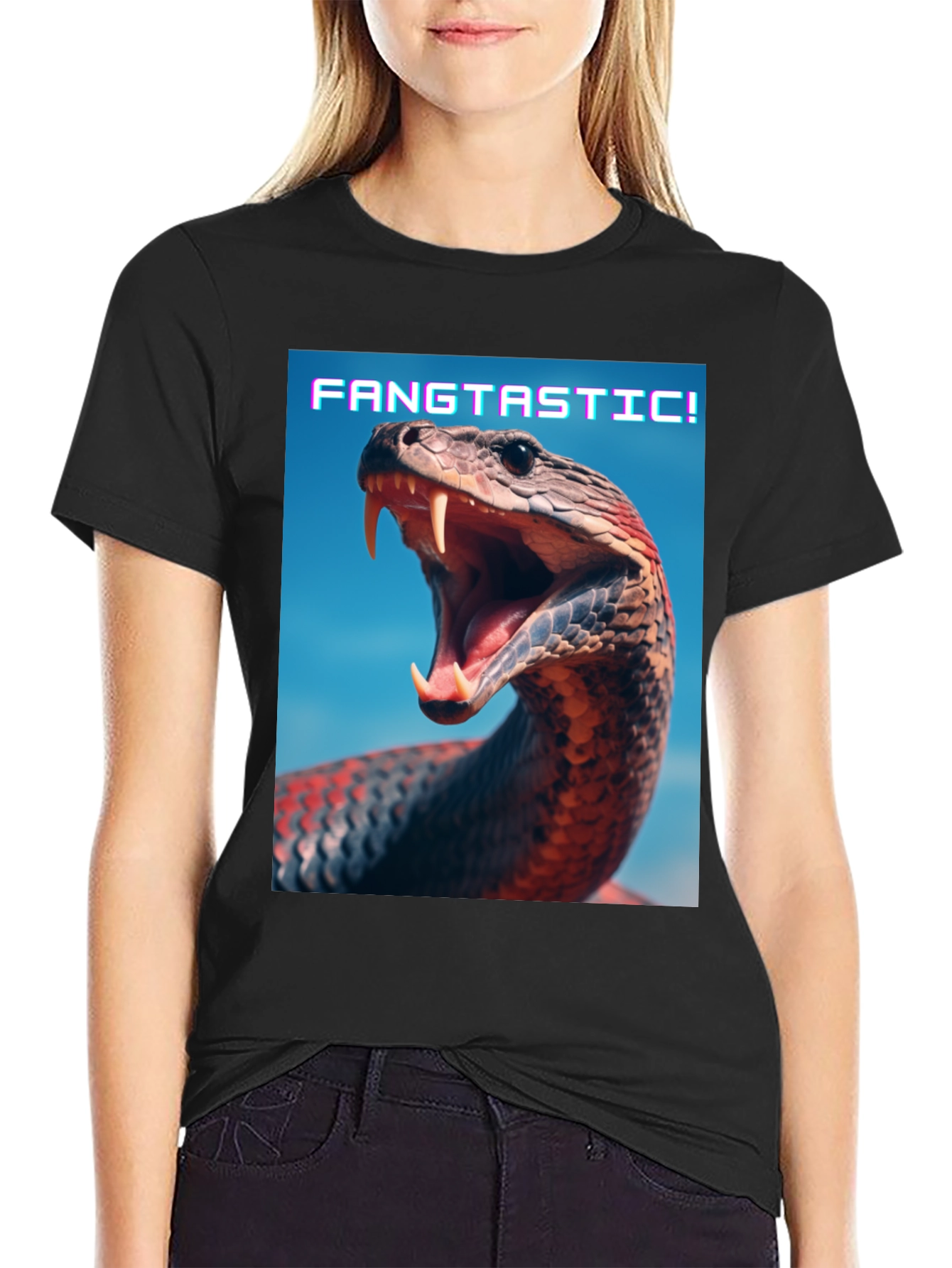 Fangtastic Snake Graphic Tee - Unique Animal Print Shirt