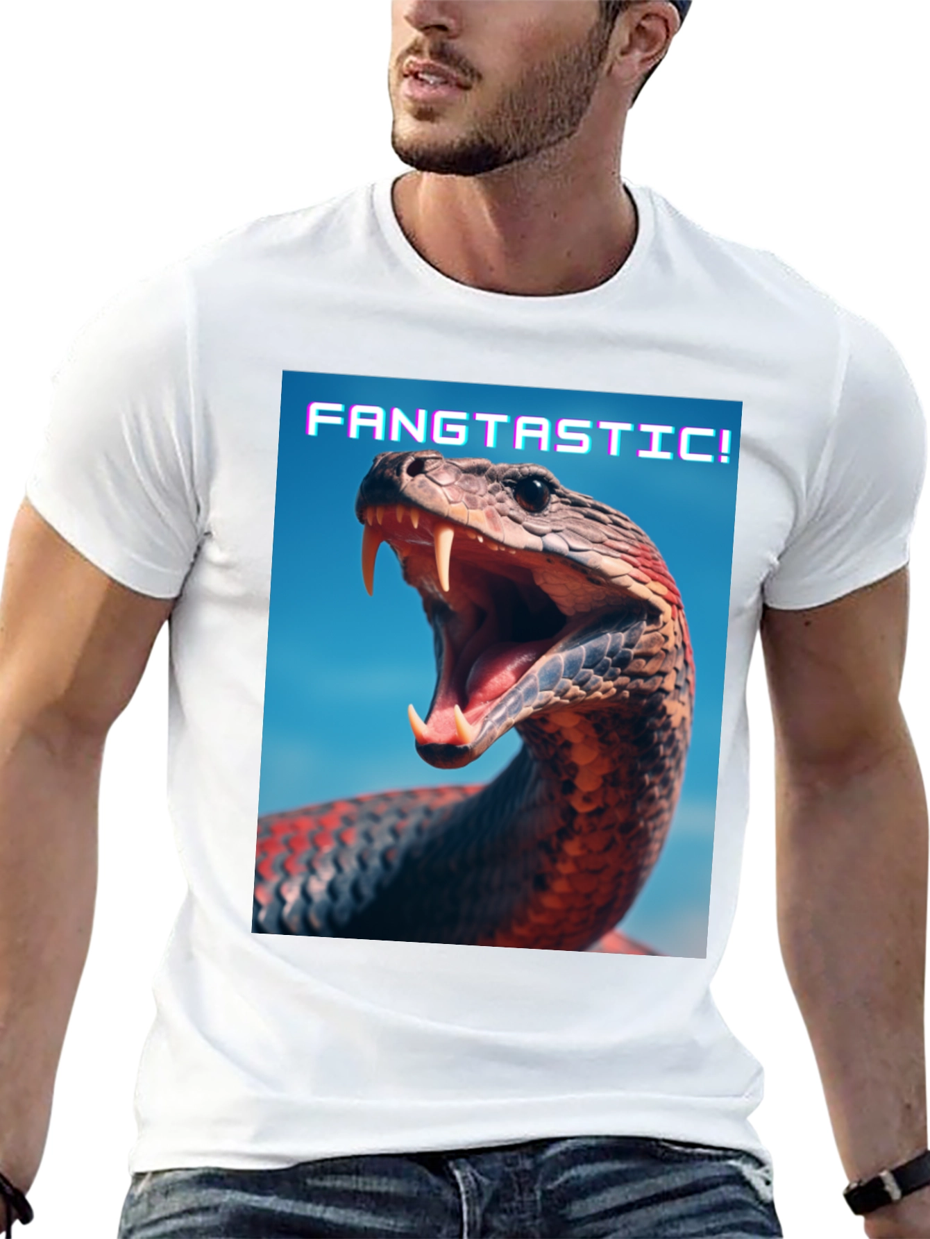 Fangtastic Snake Graphic Tee - Unique Animal Print Shirt