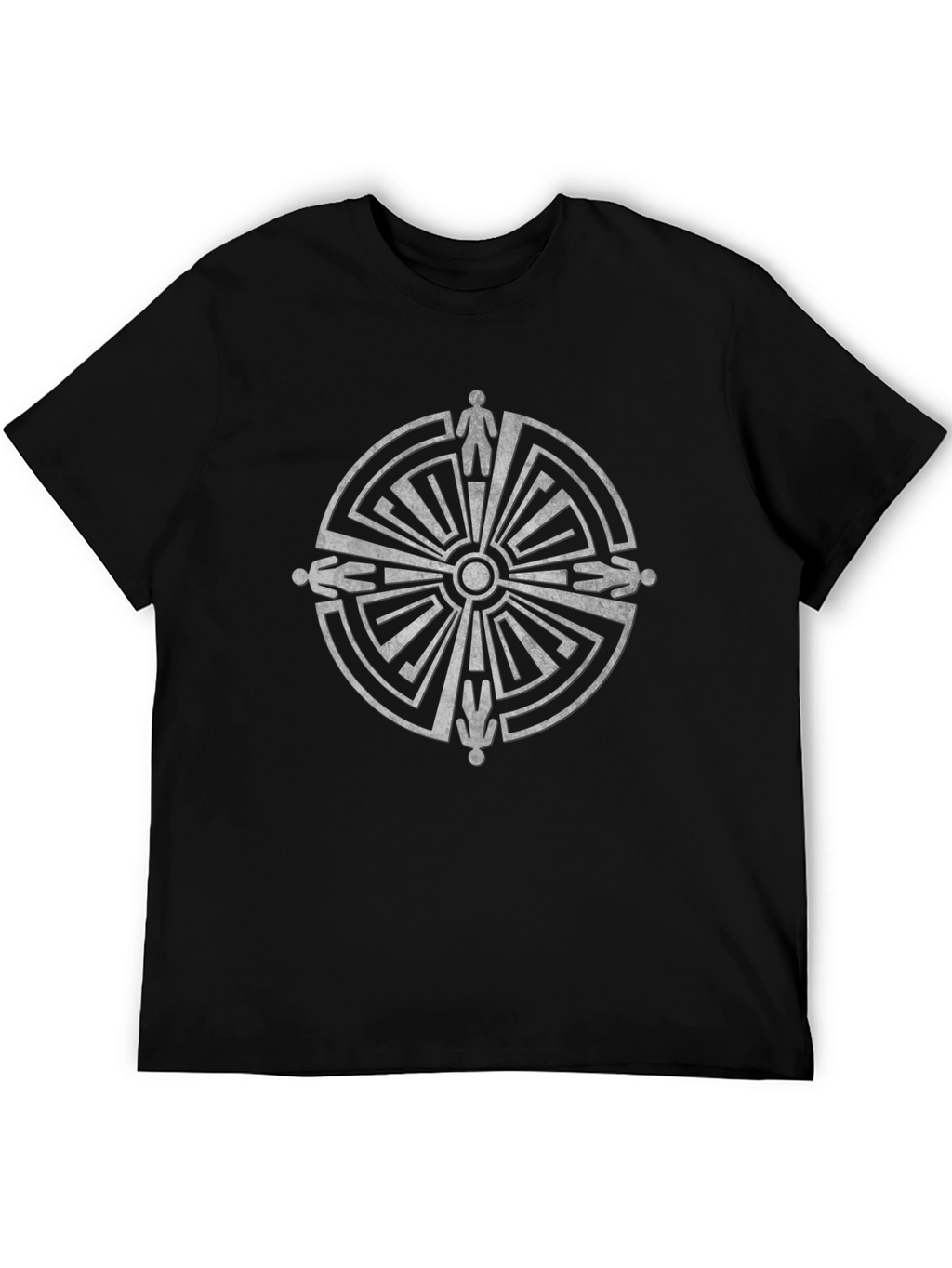 Labyrinth T-Shirt - Maze Design - Mans Black Tee