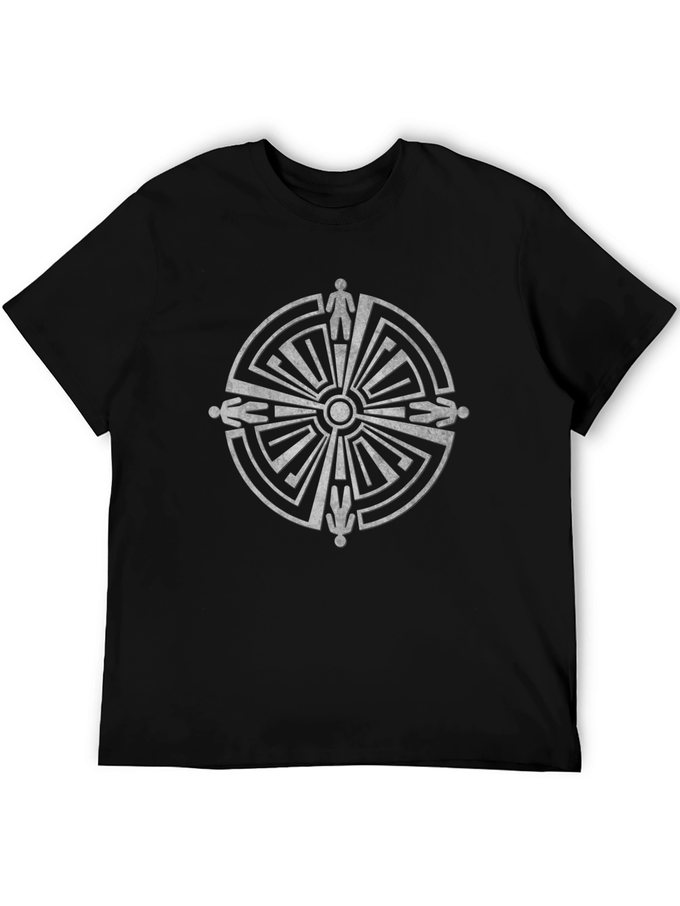 Labyrinth T-Shirt - Maze Design - Mans Black Tee