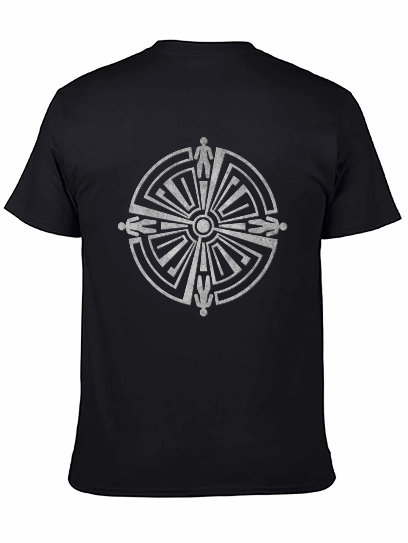 Labyrinth T-Shirt - Maze Design - Mans Black Tee