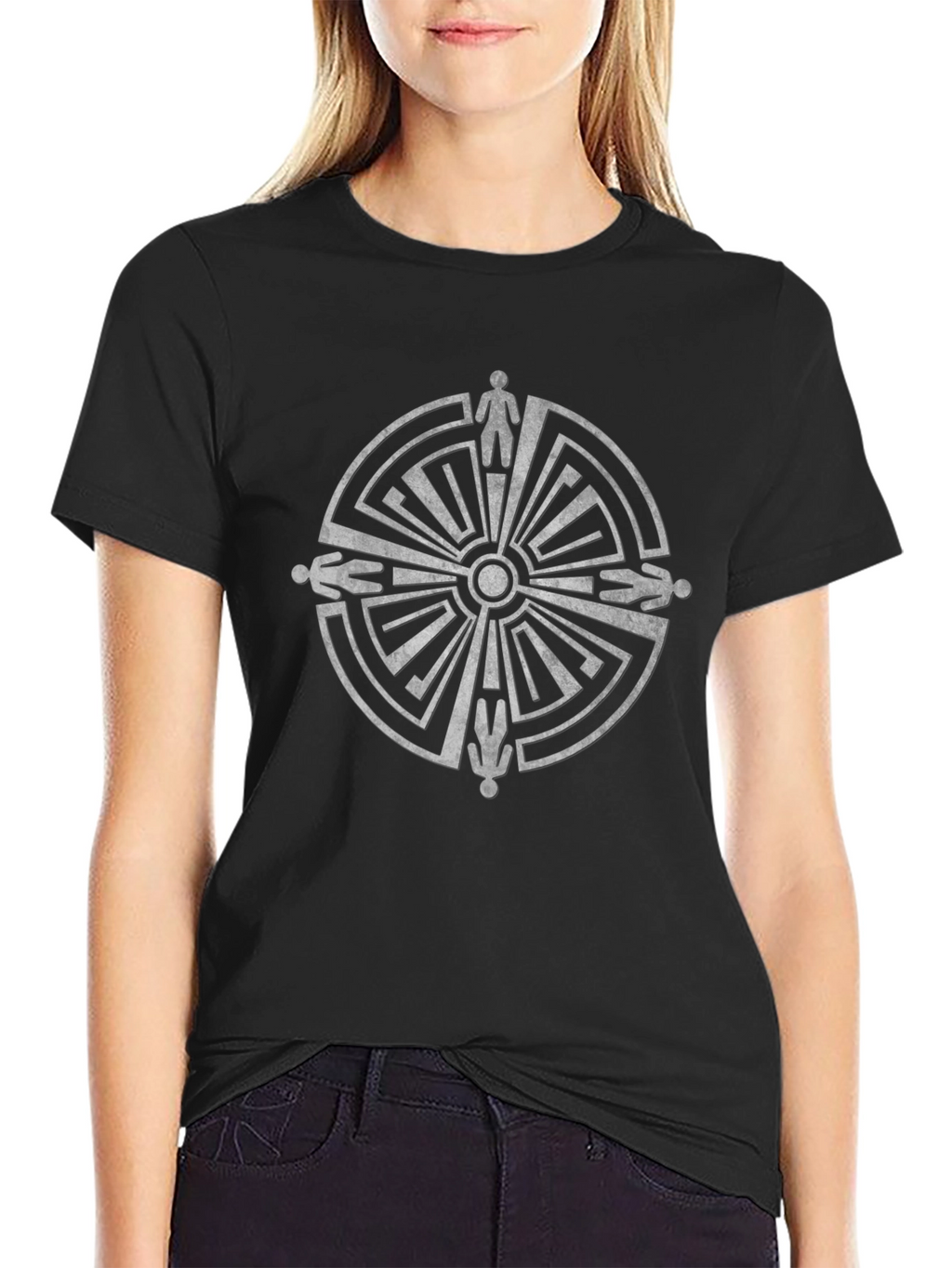 Labyrinth T-Shirt - Maze Design - Mans Black Tee