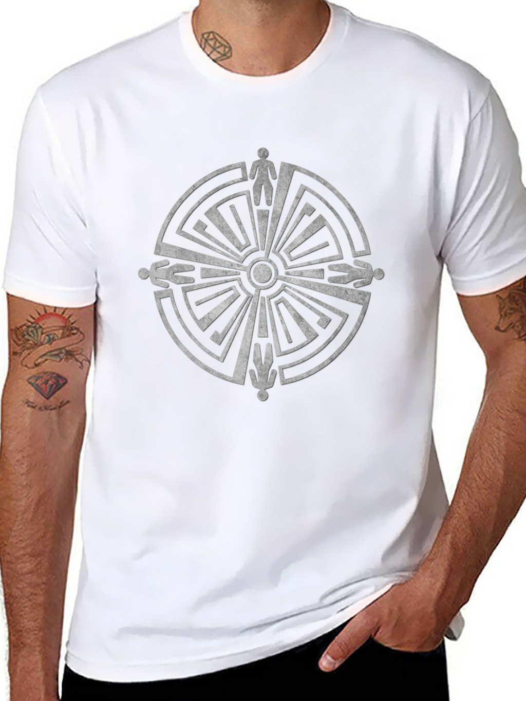 Labyrinth T-Shirt - Maze Design - Mans Black Tee
