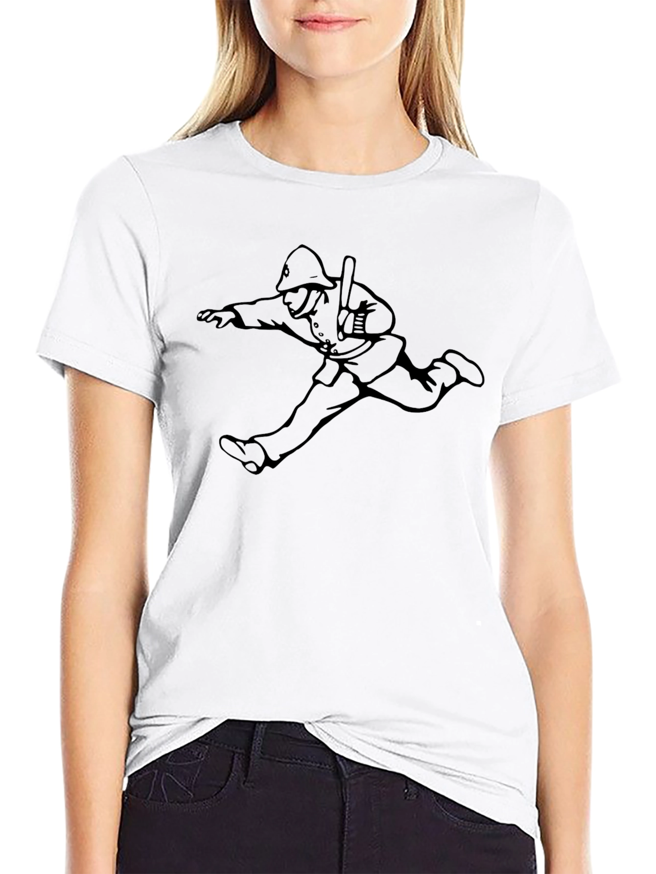 Running Fireman Graphic Tee - Black Crew Neck