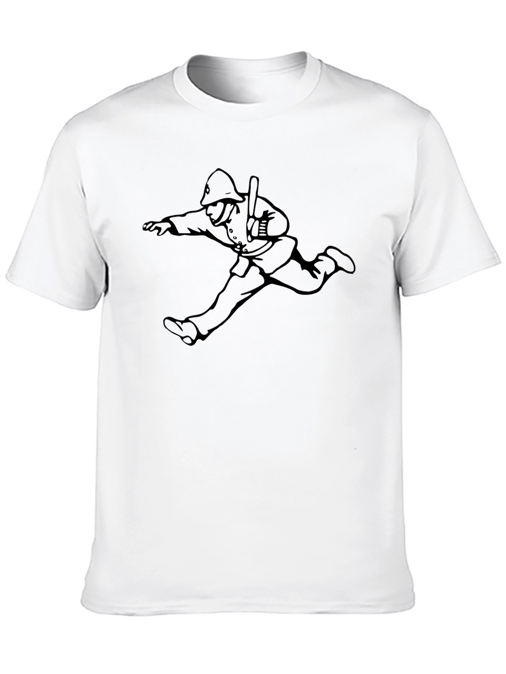 Running Fireman Graphic Tee - Black Crew Neck