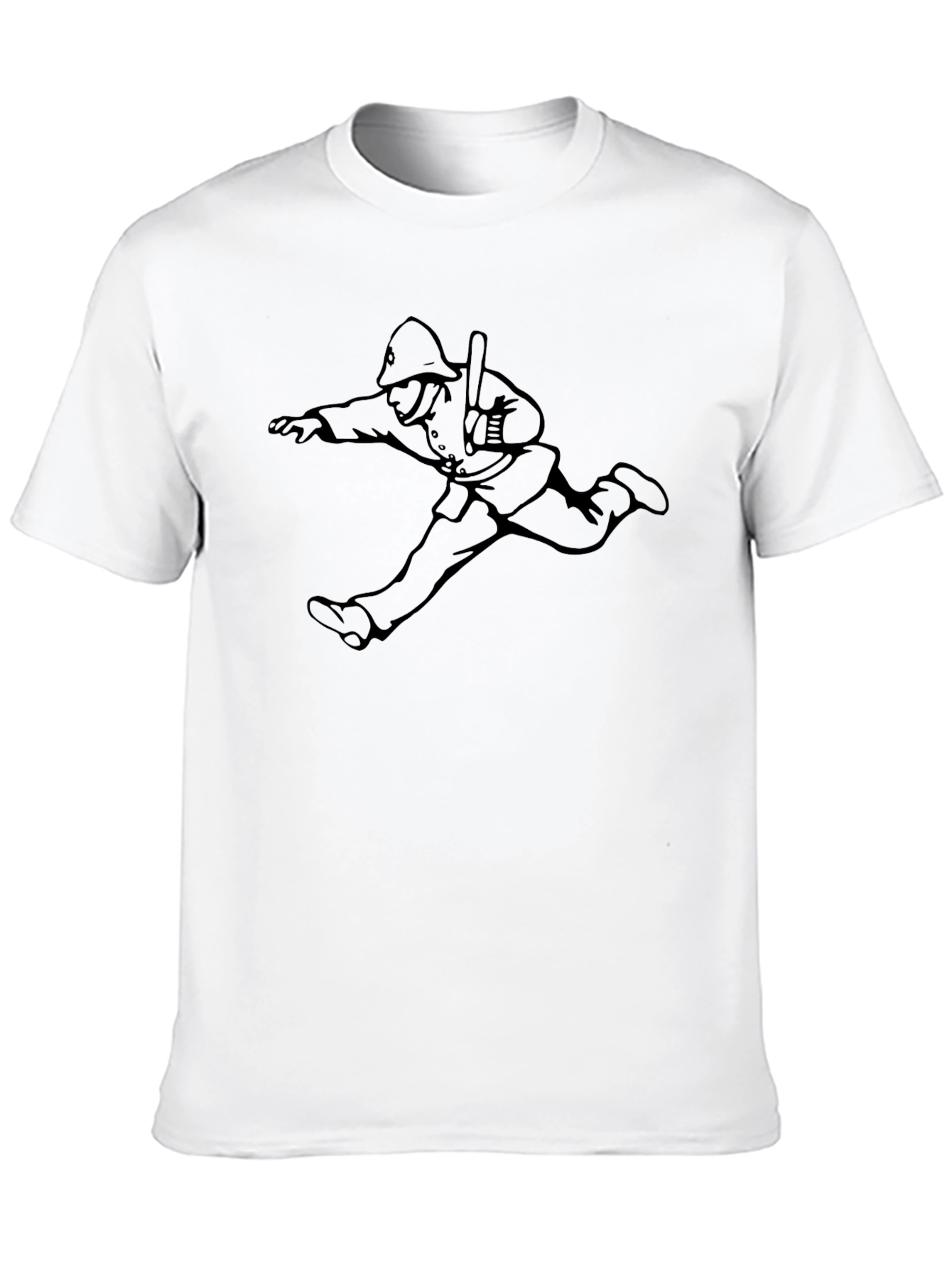 Running Fireman Graphic Tee - Black Crew Neck