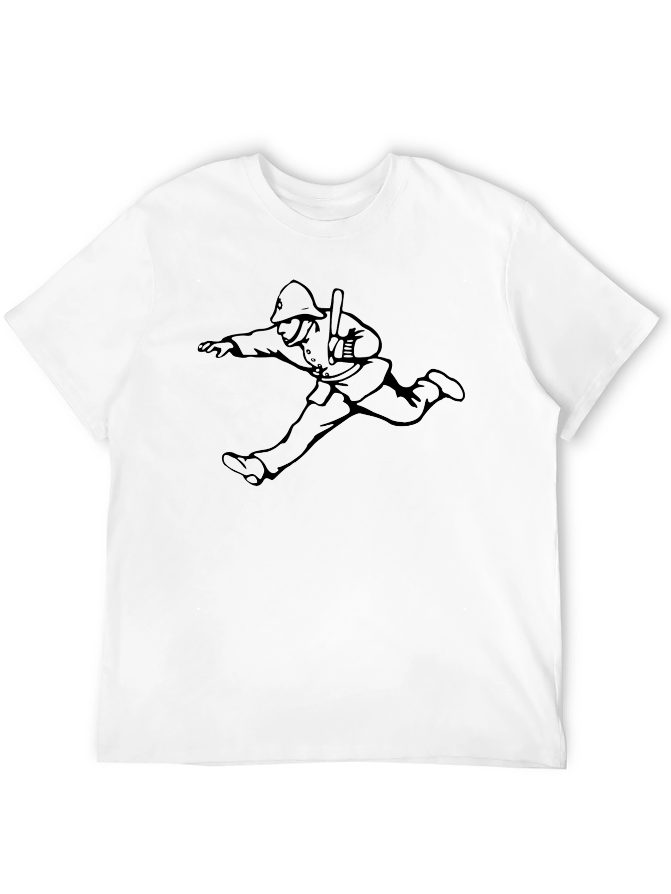 Running Fireman Graphic Tee - Black Crew Neck
