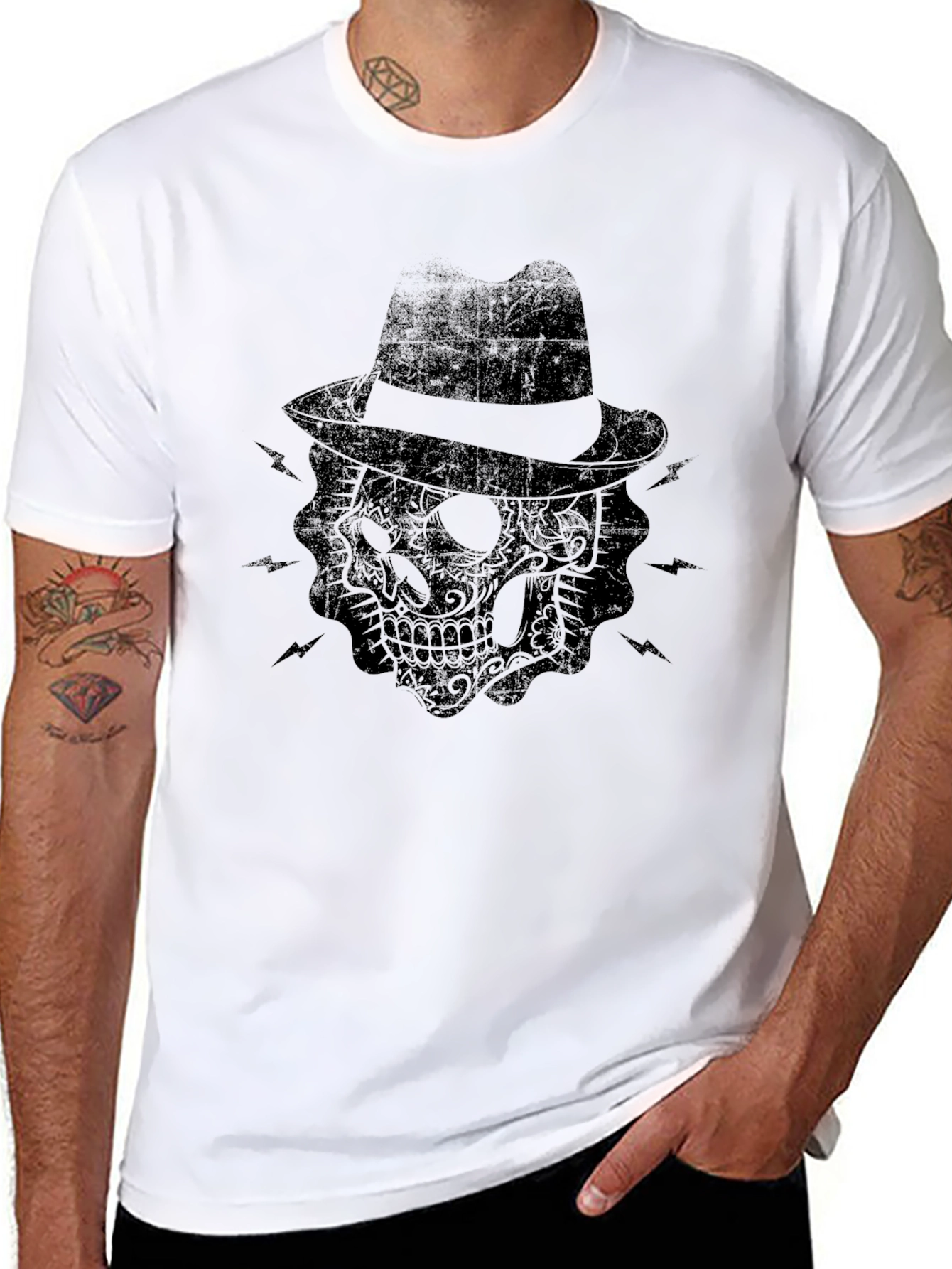 Skull Fedora Black T-Shirt