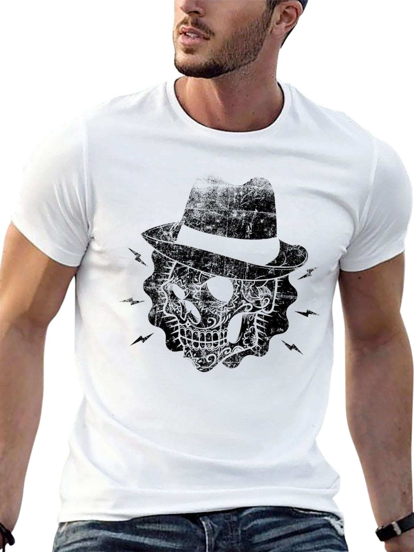 Skull Fedora Black T-Shirt