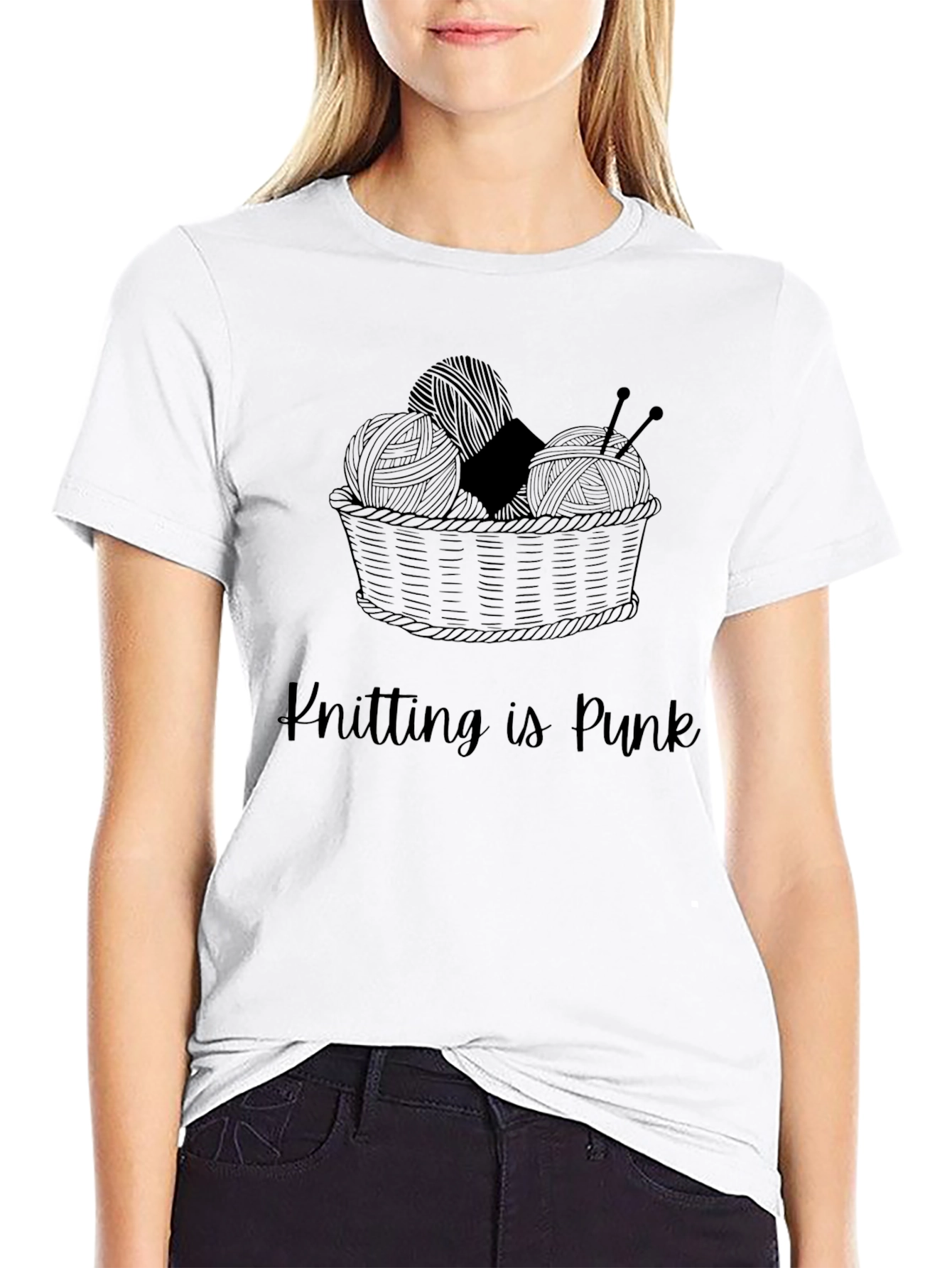 Knitting Is Punk Graphic Tee - Knitters T-Shirt