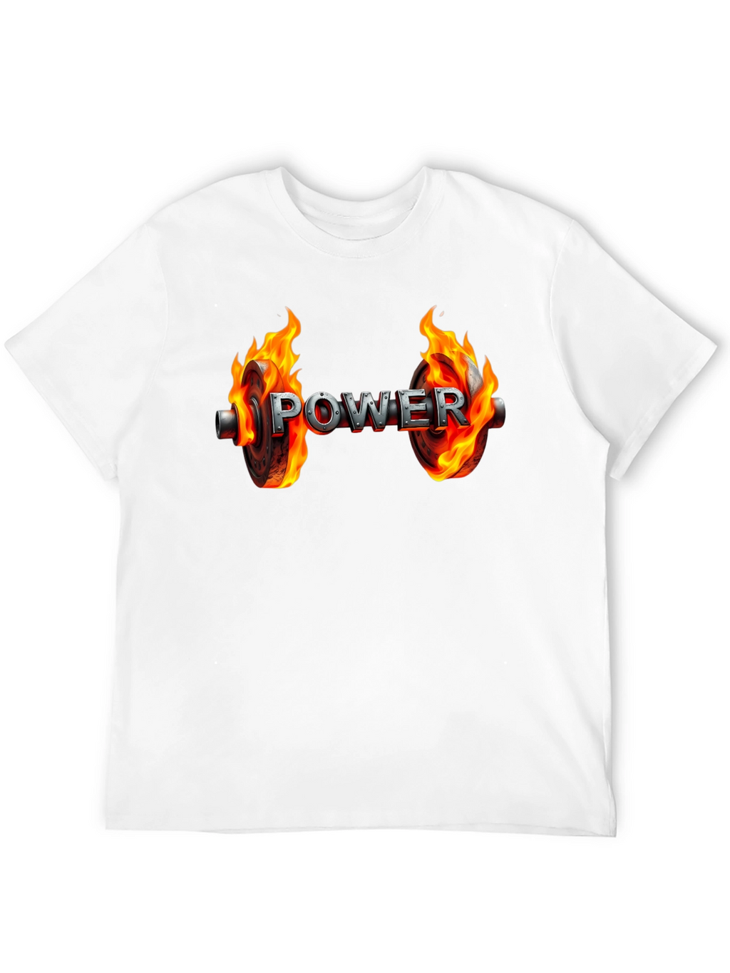 Power Flame Graphic Tee - Black Cotton Gym Shirt