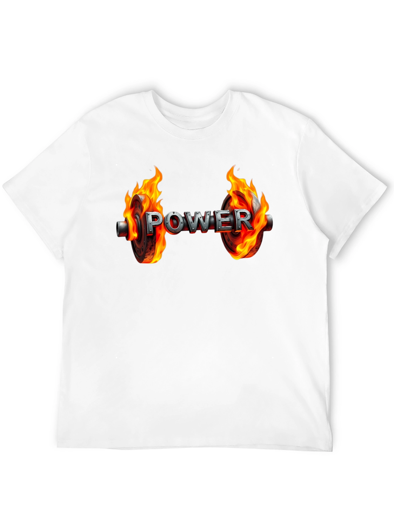 Power Flame Graphic Tee - Black Cotton Gym Shirt