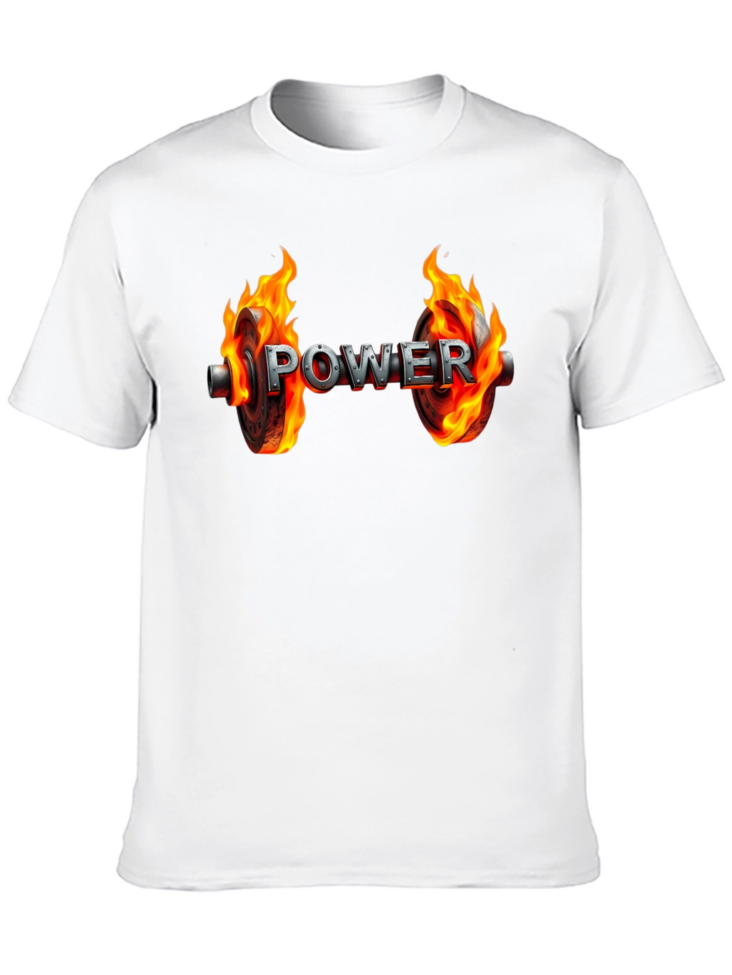 Power Flame Graphic Tee - Black Cotton Gym Shirt