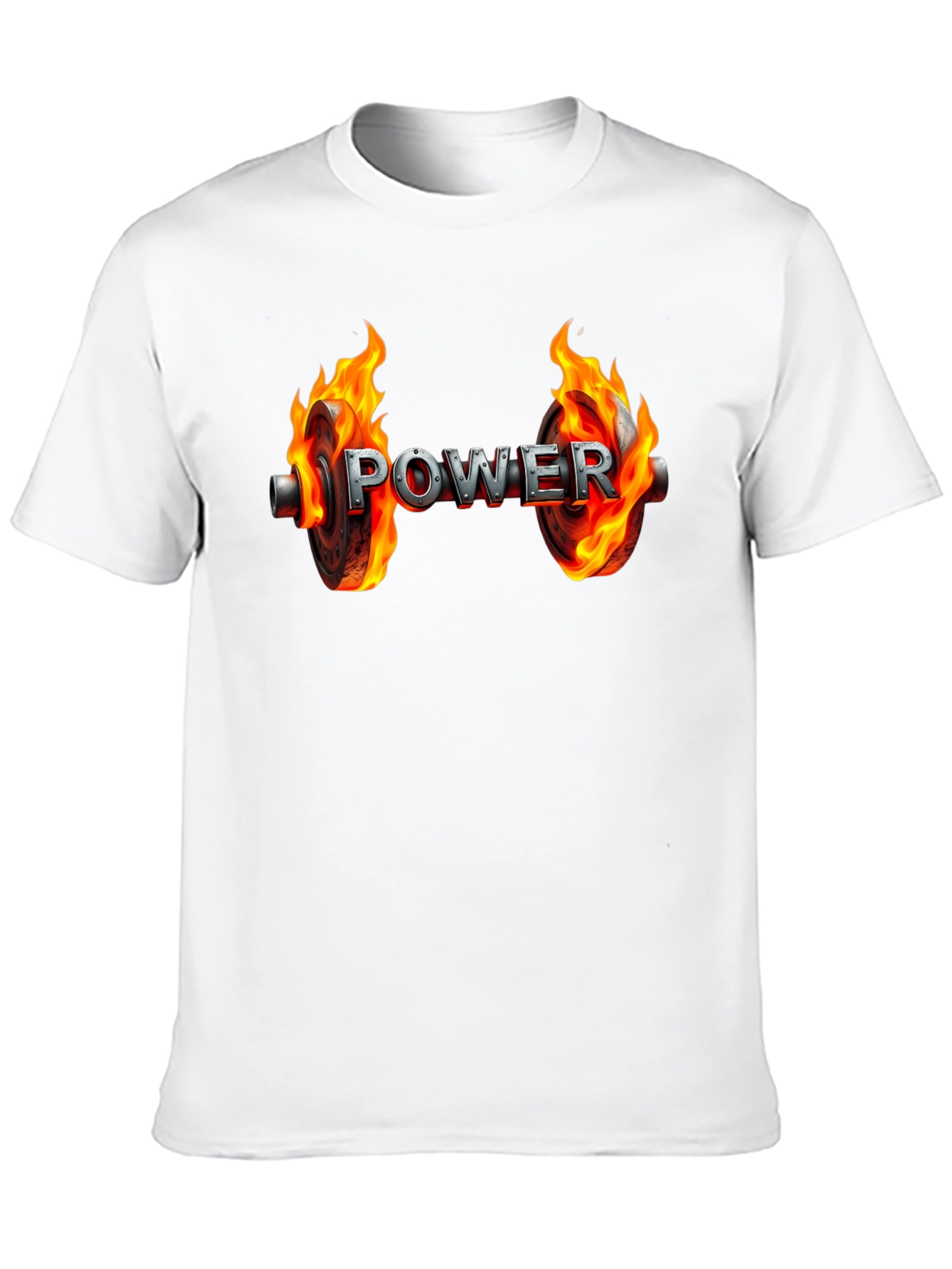 Power Flame Graphic Tee - Black Cotton Gym Shirt