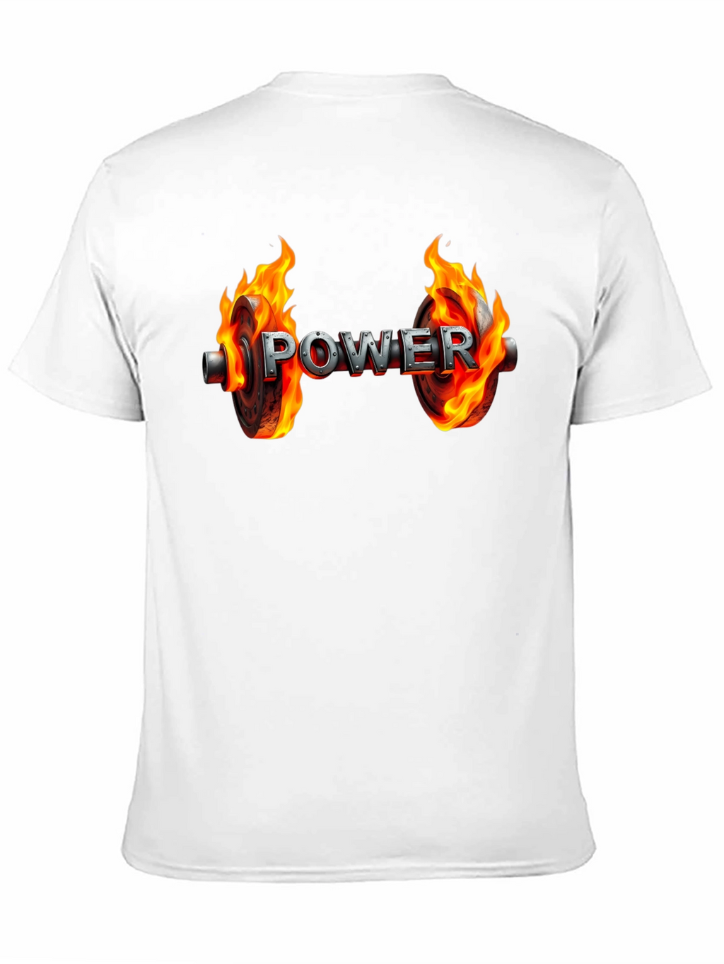 Power Flame Graphic Tee - Black Cotton Gym Shirt