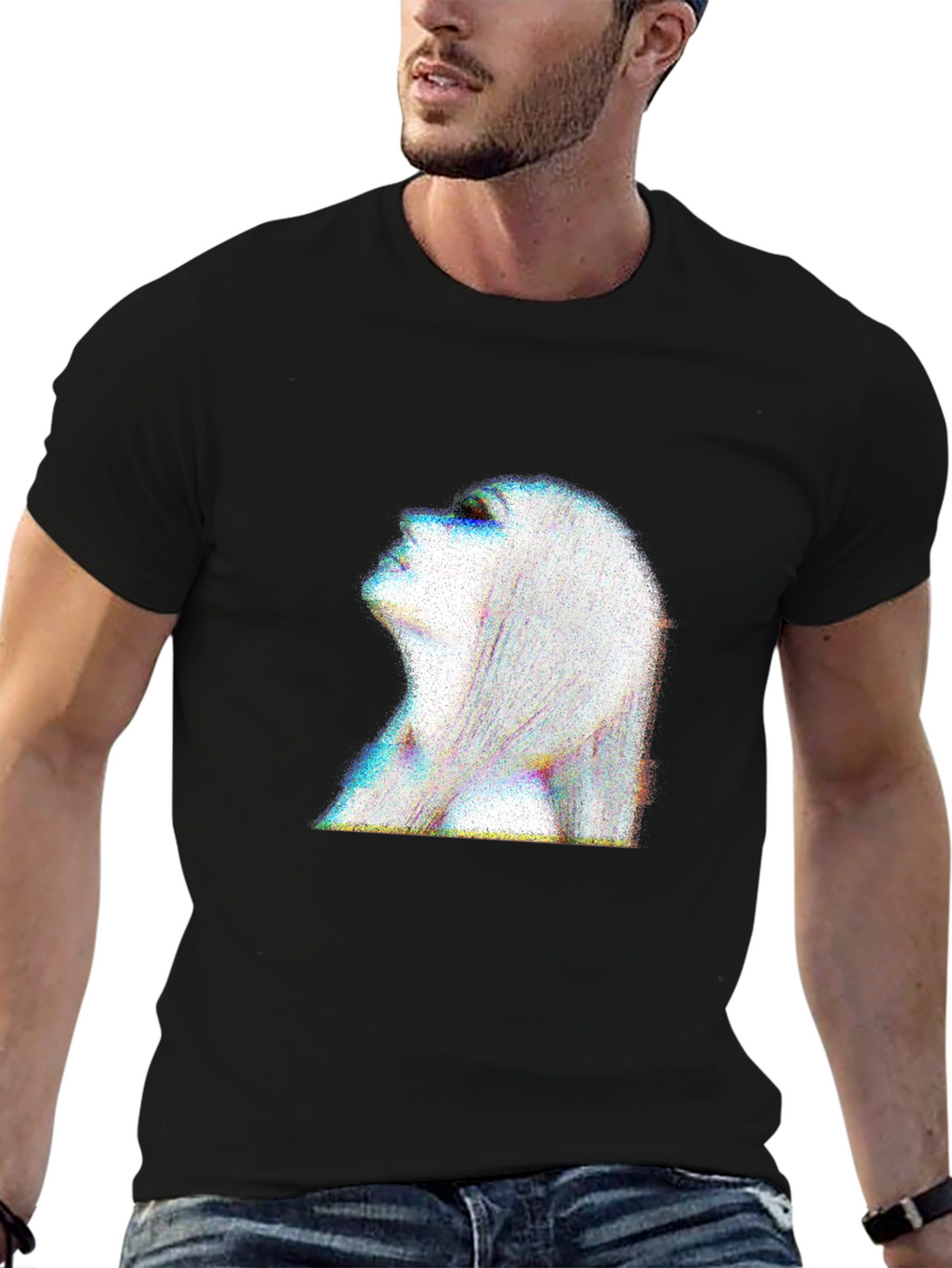 Abstract Woman Portrait Black T-Shirt