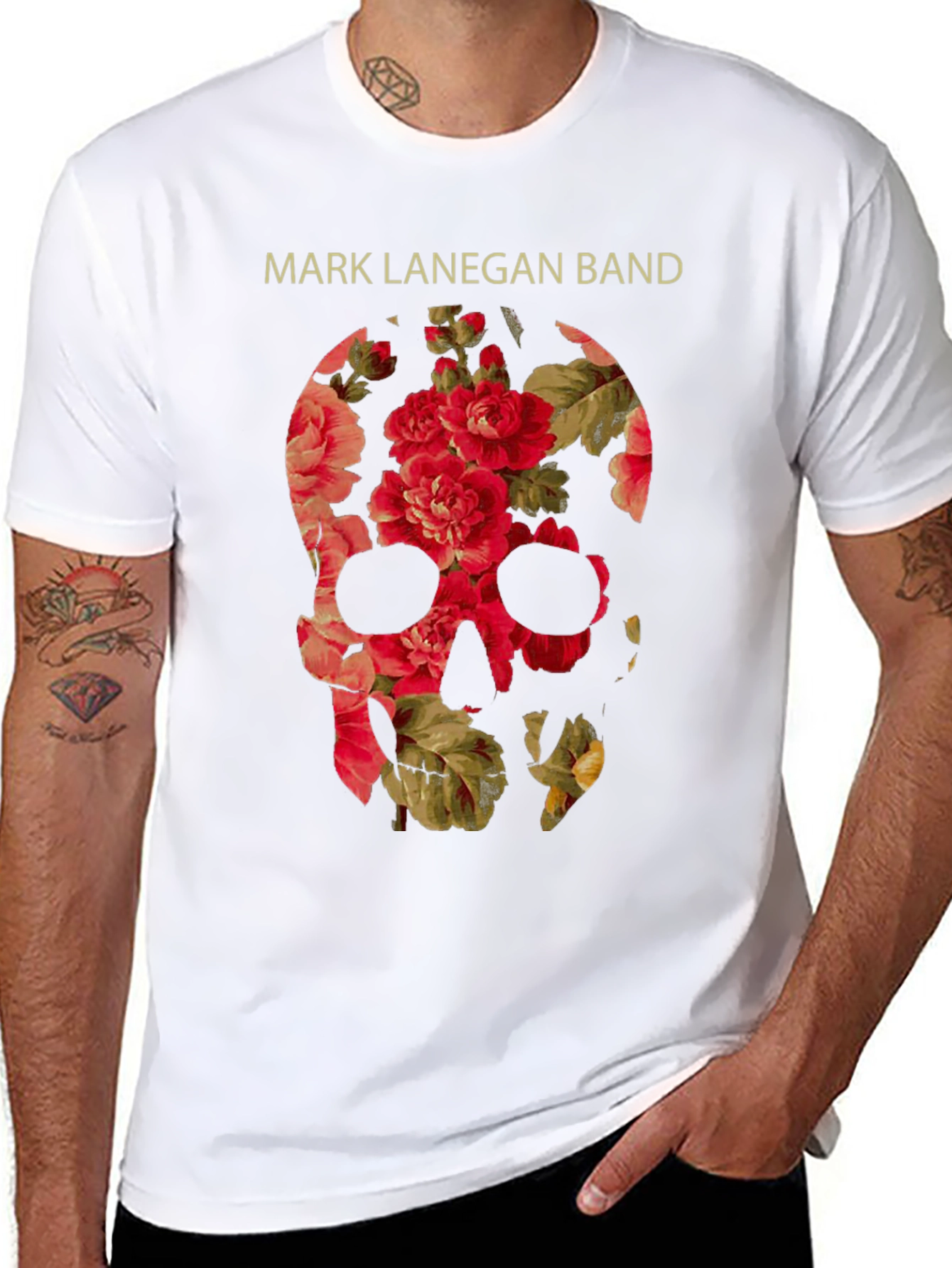 Mark Lanegan Band Floral Skull T-Shirt