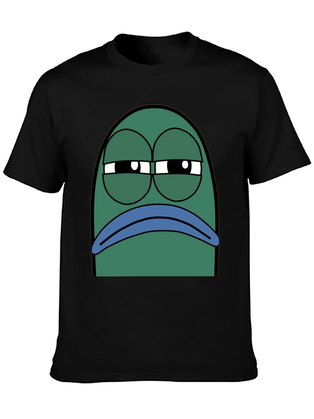 Black T-Shirt with Grumpy Fish Graphic