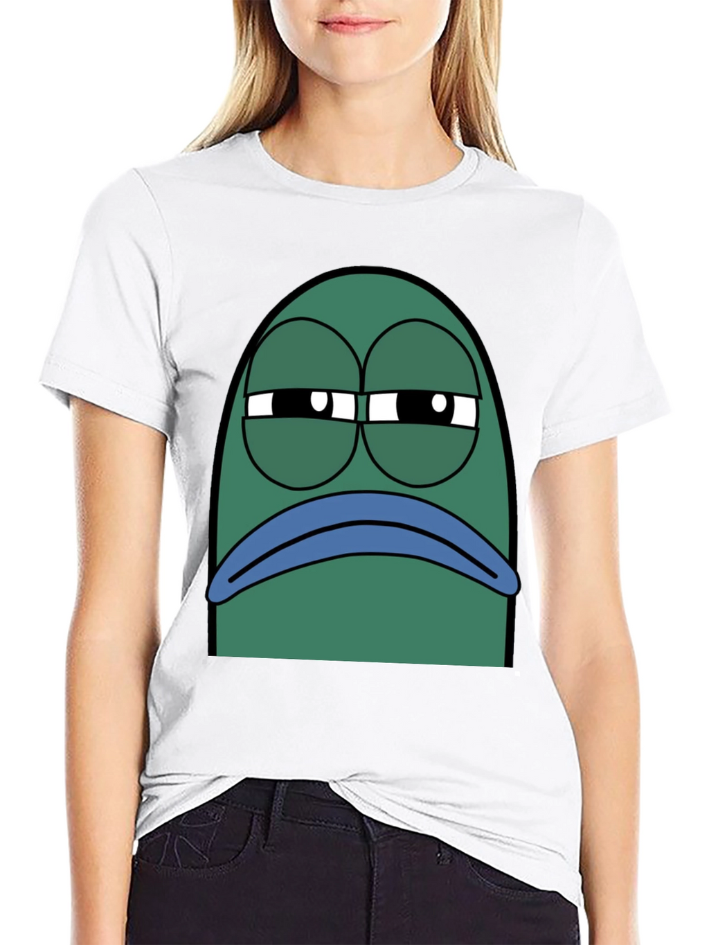 Black T-Shirt with Grumpy Fish Graphic