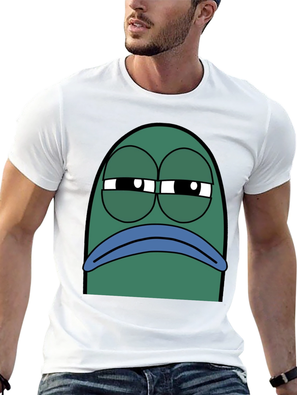 Black T-Shirt with Grumpy Fish Graphic