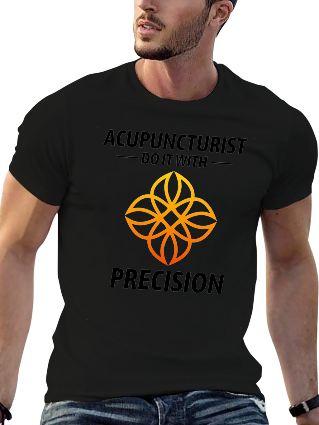 Acupuncturist Precision Black Graphic T-Shirt