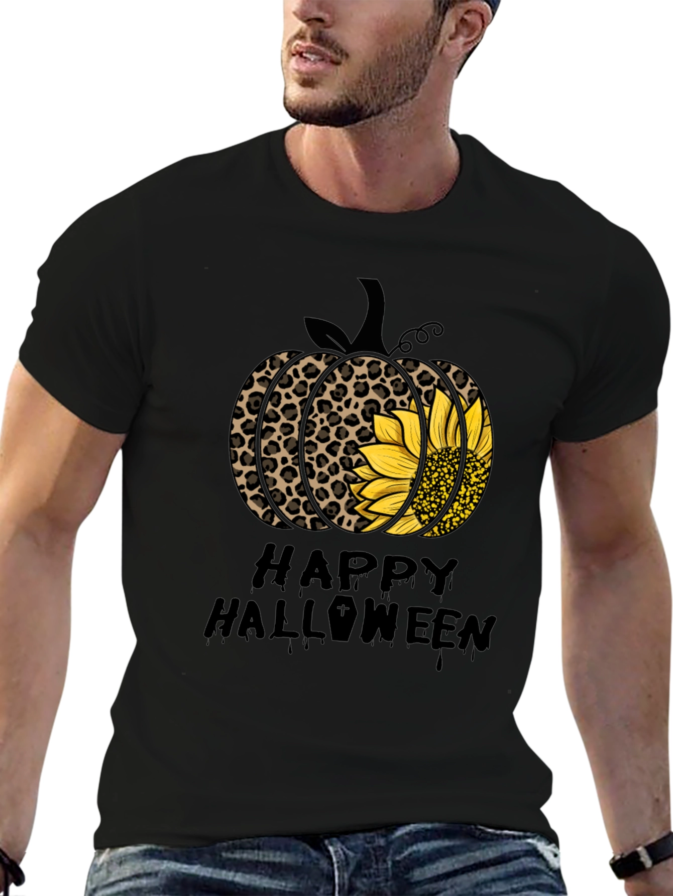 Happy Halloween Leopard Pumpkin T-Shirt