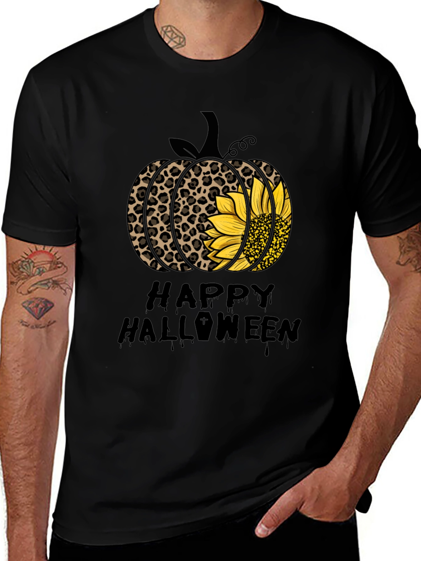 Happy Halloween Leopard Pumpkin T-Shirt