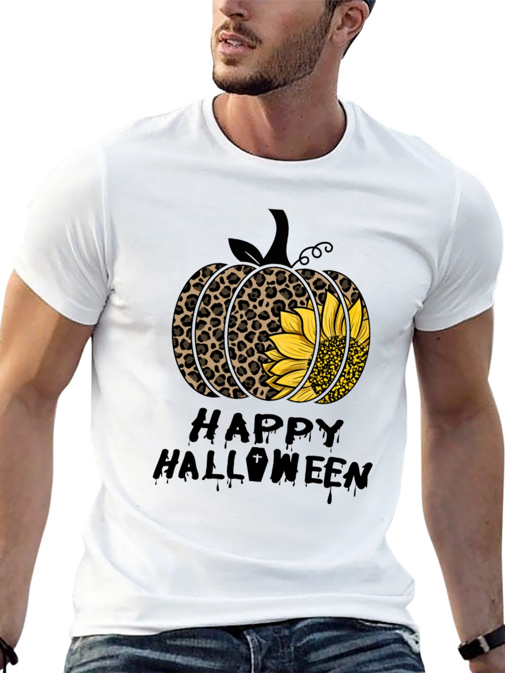 Happy Halloween Leopard Pumpkin T-Shirt