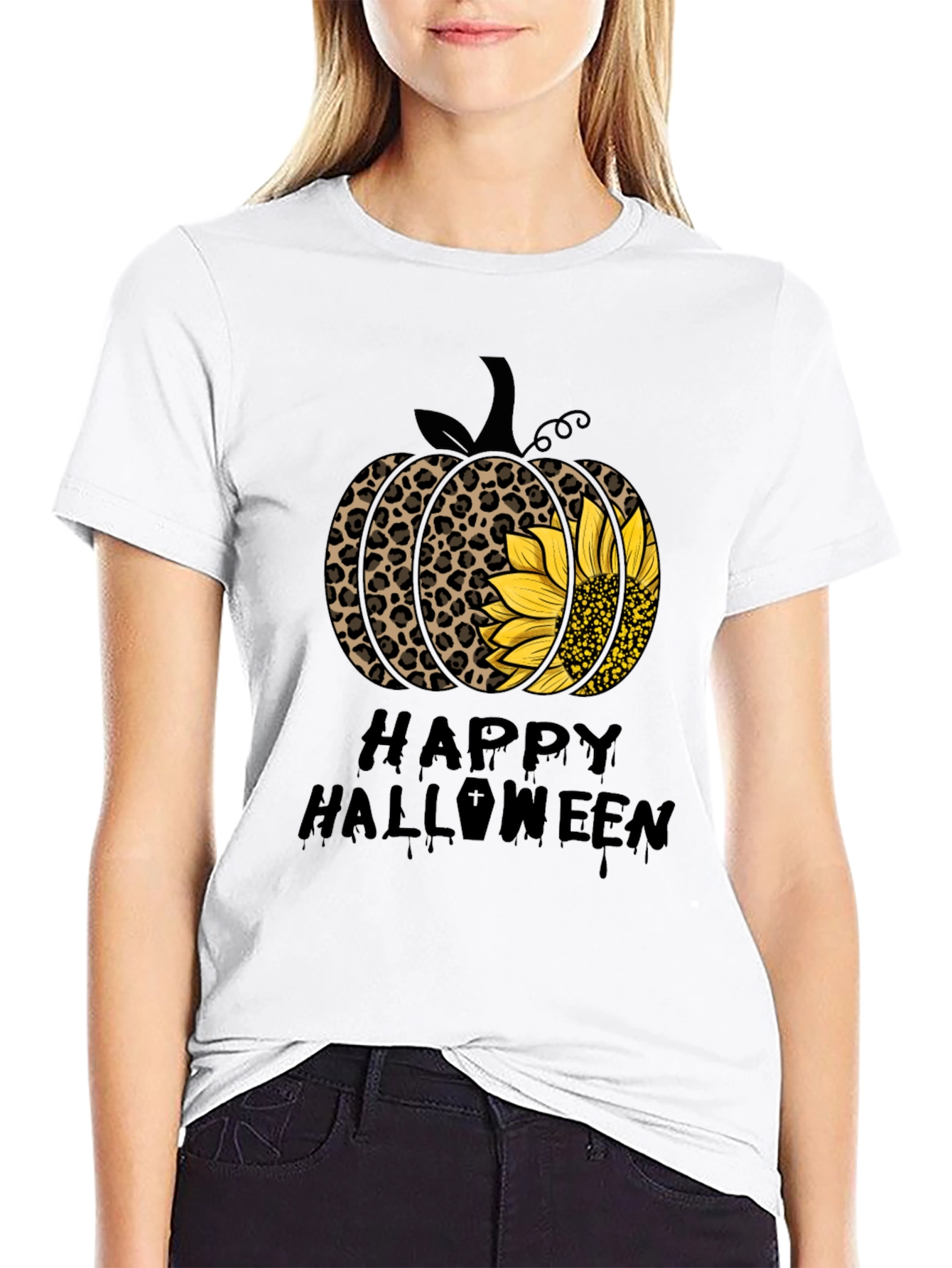 Happy Halloween Leopard Pumpkin T-Shirt