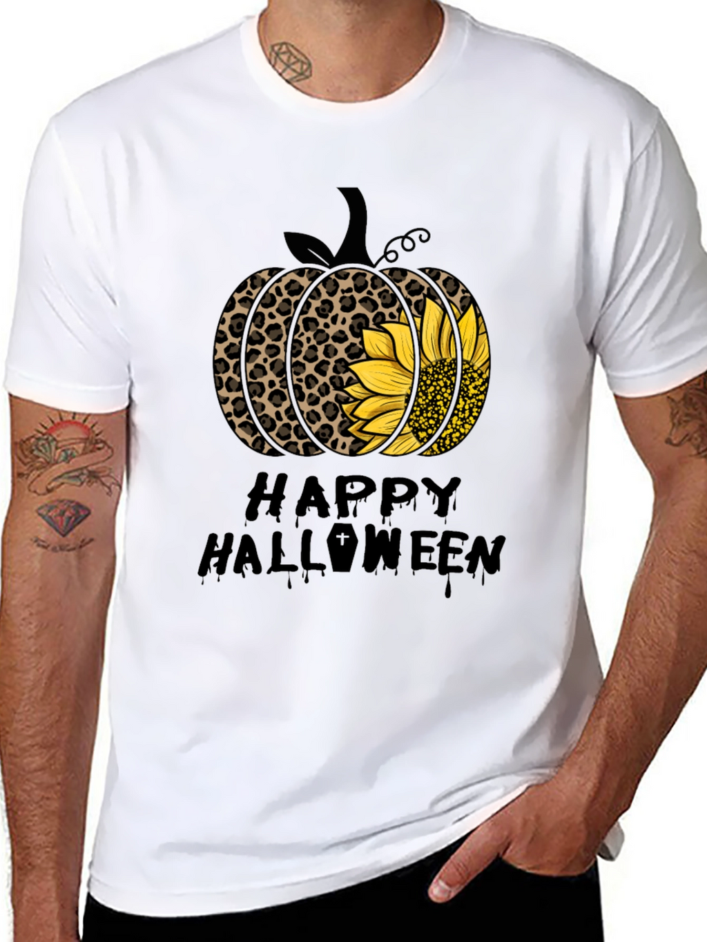 Happy Halloween Leopard Pumpkin T-Shirt