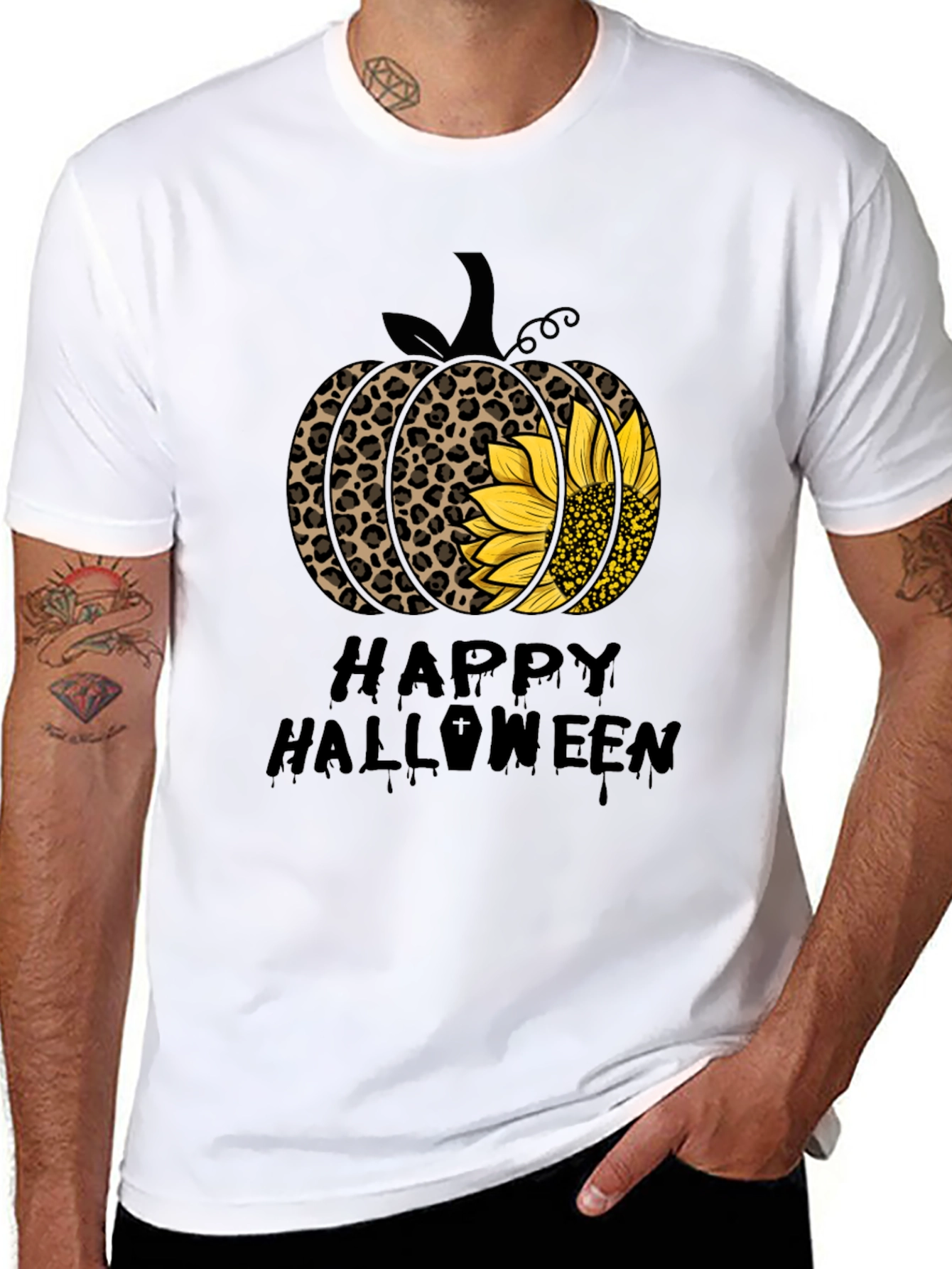 Happy Halloween Leopard Pumpkin T-Shirt