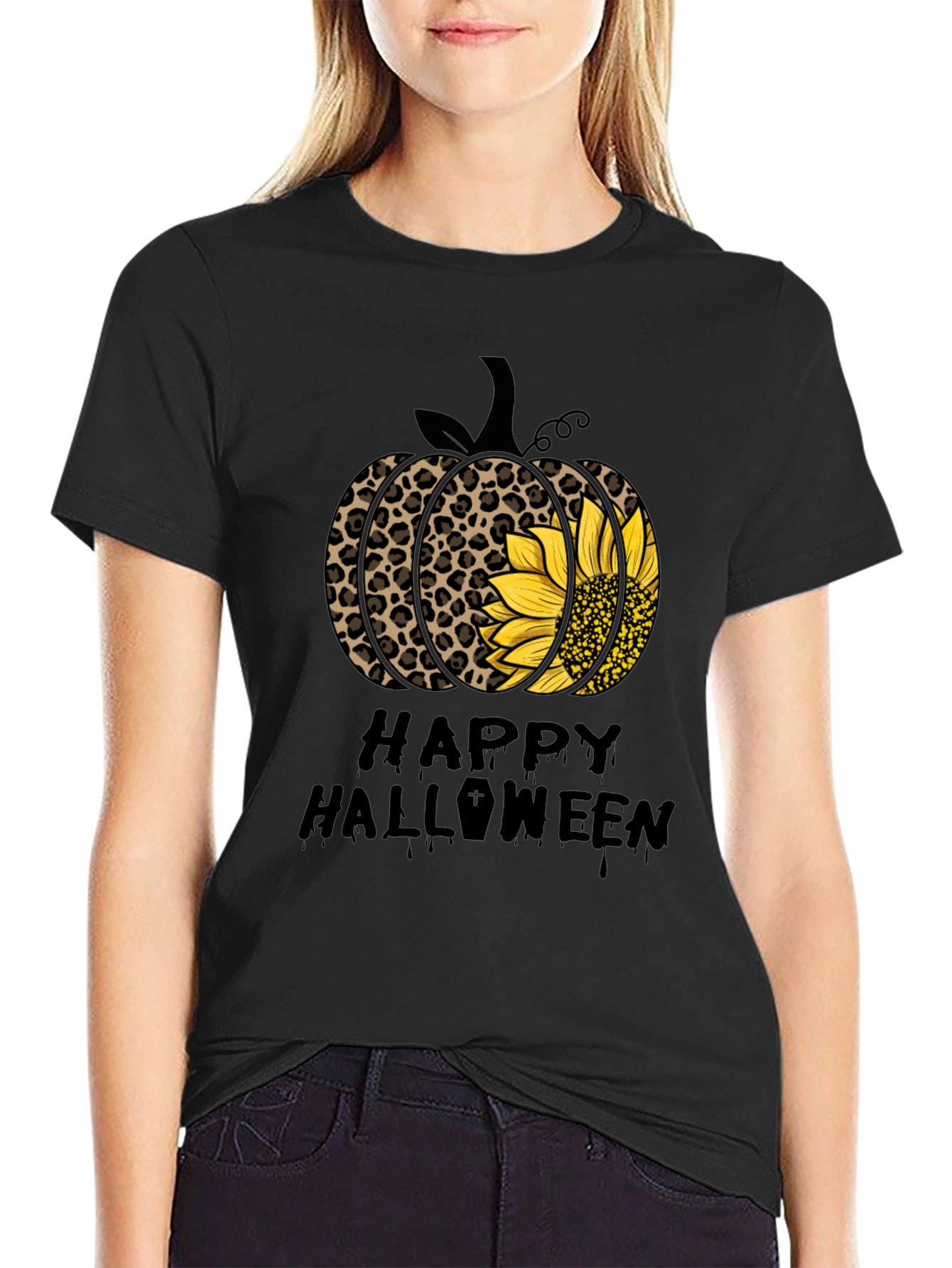 Happy Halloween Leopard Pumpkin T-Shirt