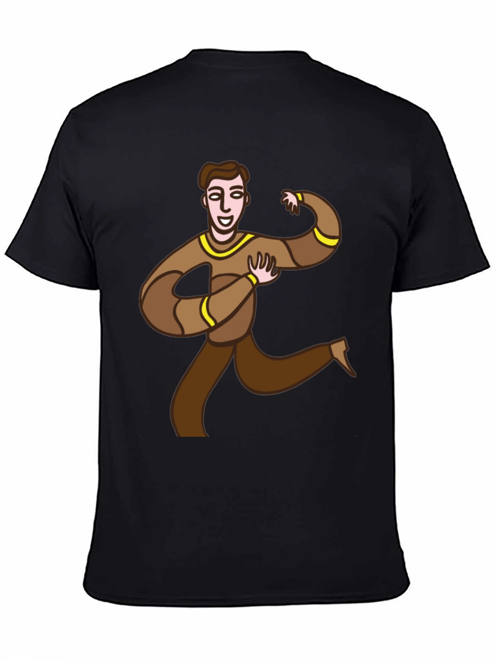 Fun Cartoon Man Graphic Tee - Black Casual T-Shirt