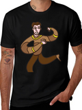 Fun Cartoon Man Graphic Tee - Black Casual T-Shirt